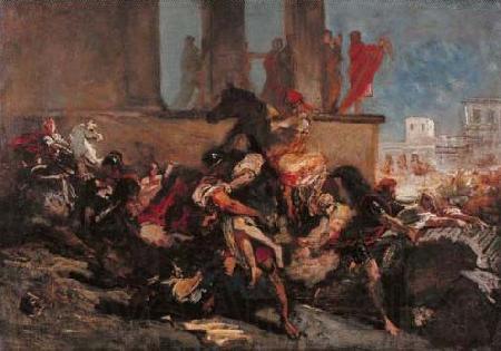 Eugene Delacroix The rape of the Sabine women. France oil painting art